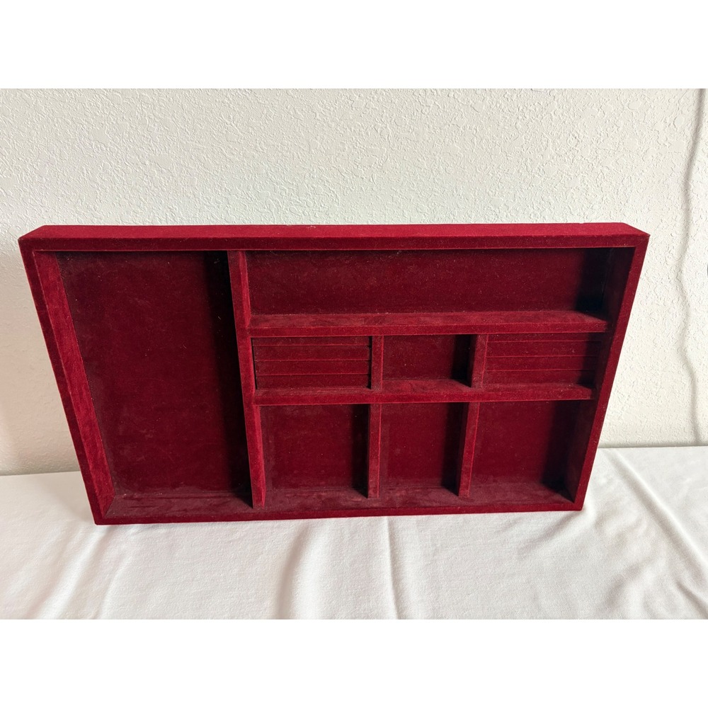 Unbranded Velvet Jewelry Display Tray OS Burgundy Red  Multi-Slot Organizer